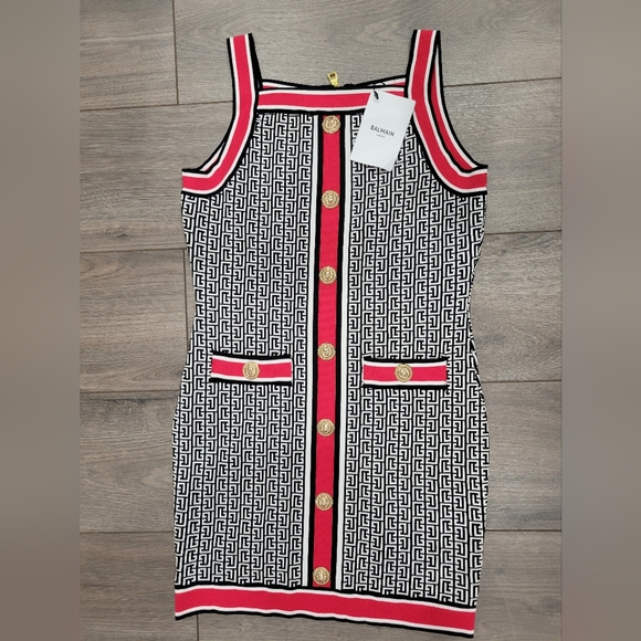 NWT - Balmain Women's Black & Red Stretch Dress - Size Medium. - Picture 2 of 8